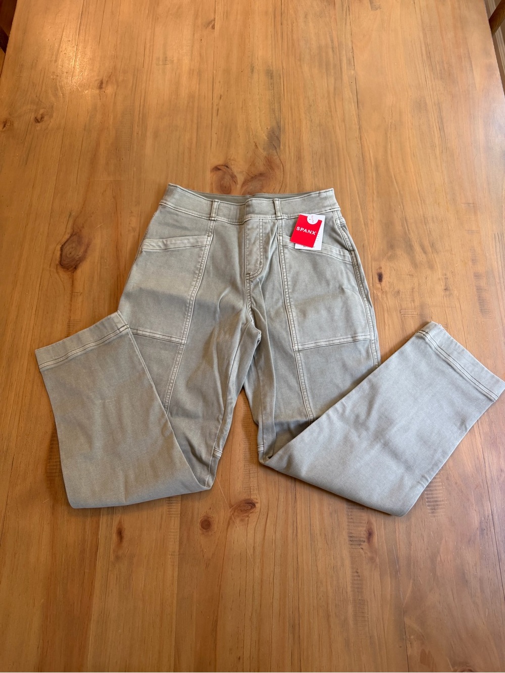 NWT-SPANX Women’s Small Petite Stretch Twill Straight Leg Pant in Olive Oil